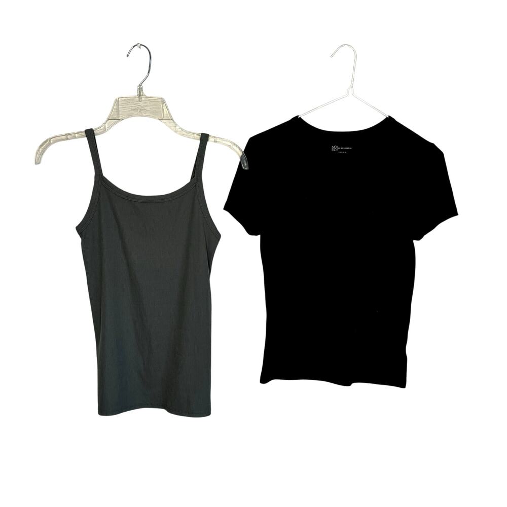 No Boundaries olive green tank top/black ribbed short sleeve top Size Jr 3-5